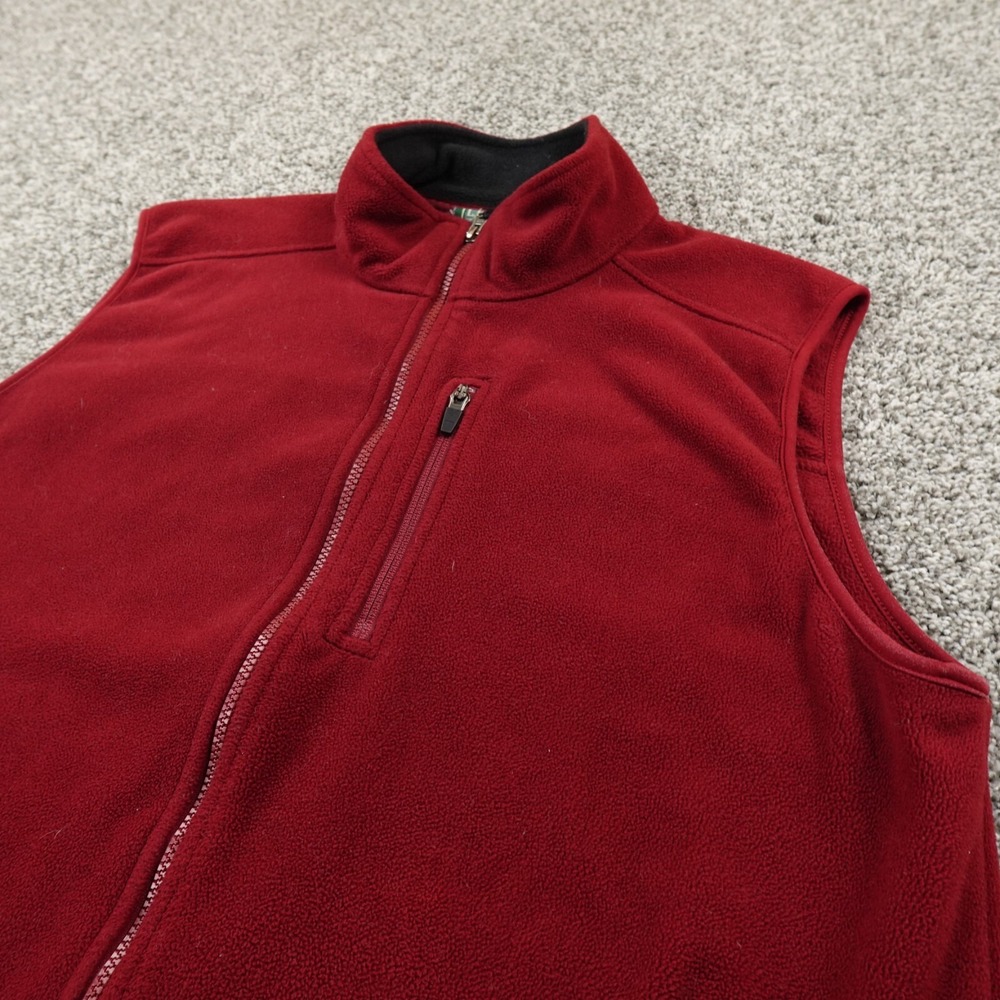 VTG LL Bean Vest Mens L Red Pile Fleece Zip Sweater Jacket Coat Outdoors Hiking